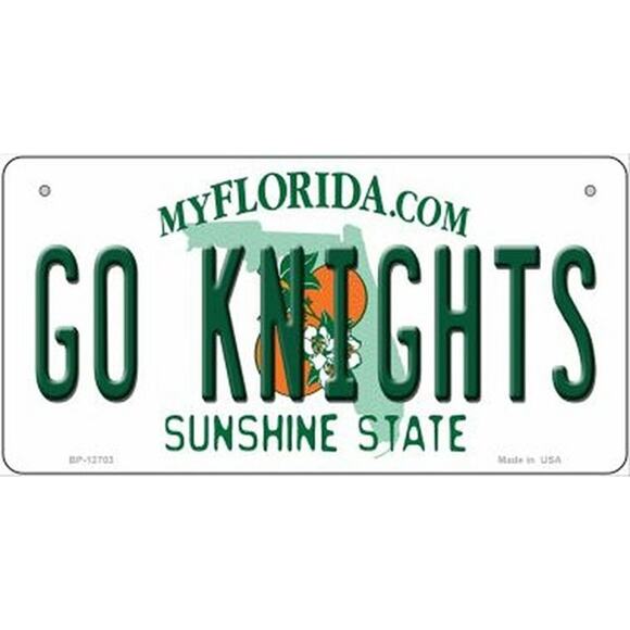 NCAA Go Knights License Plate College Background Metal Tag Central Florida UCF - Picture 1 of 3